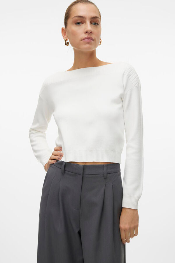 Vero Moda Jersey de punto con cuello barco Estampado blanco