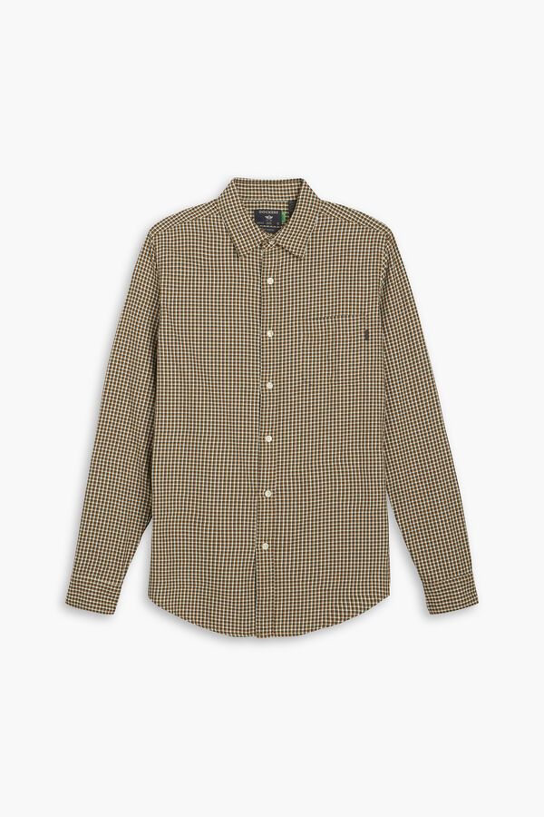 Dockers Camisa para homem Icon Slim Fit com bot&otilde;es Castanho