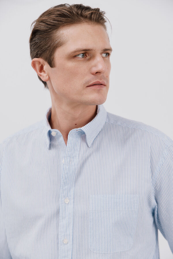 Cortefiel Camisa seersucker riscas Azul