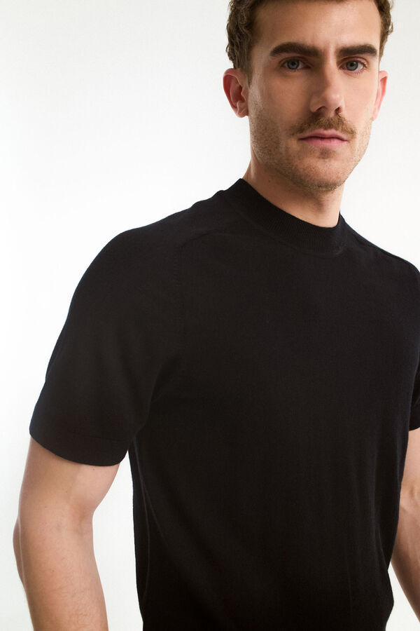 Selected Camiseta 100% l&atilde; merino Preto