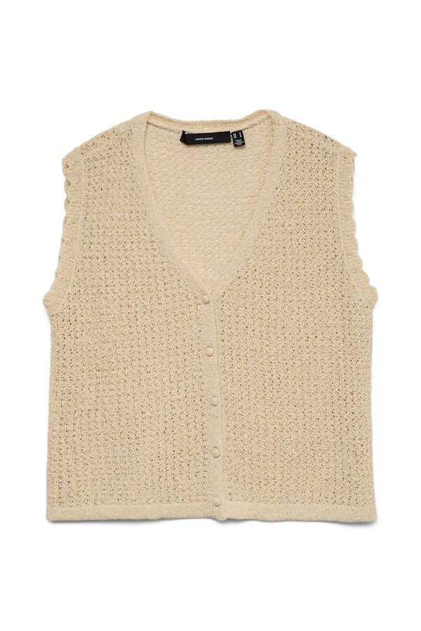 Vero Moda Chaleco fibras met&aacute;licas Beige