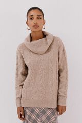 Cortefiel Jersey cuello amplio Beige