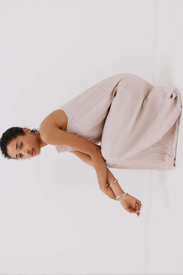 Cortefiel Vestido halter satinado Blanco