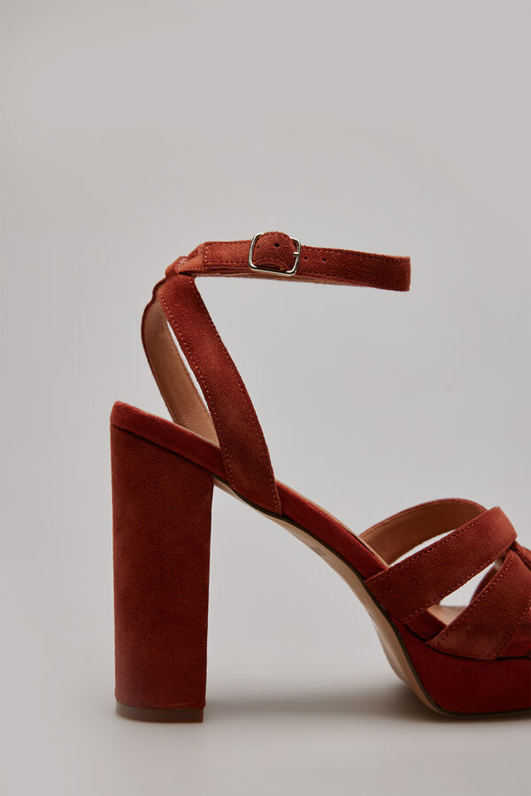 Slowlove Sandalia tacón de piel Marrón