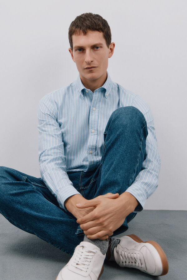 Cortefiel Camisa oxford rayas Azul