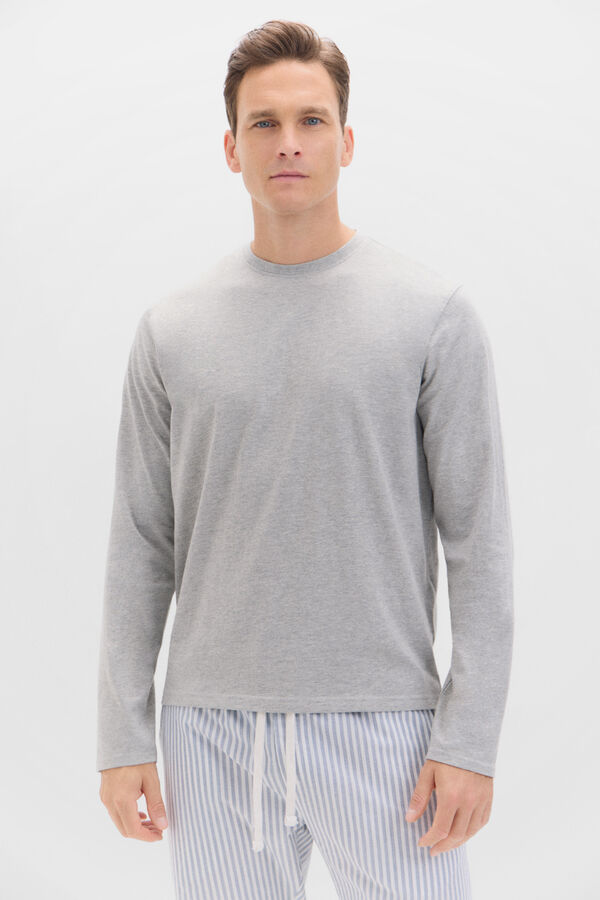 Cortefiel Set de pijama punto y tela Gris oscuro