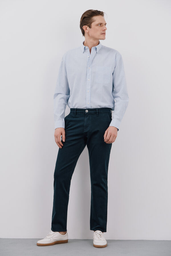 Cortefiel Camisa seersucker riscas Azul