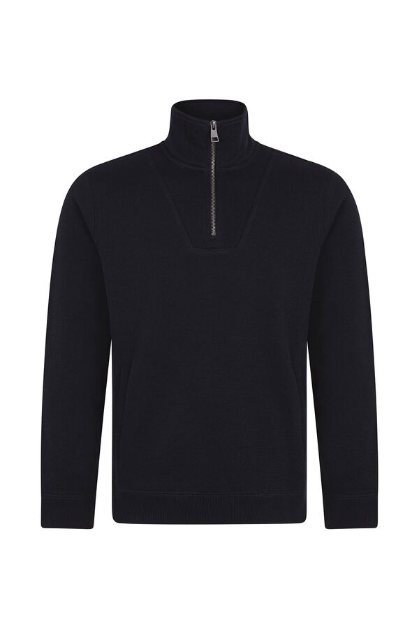 Cortefiel Sudadera cuello cremallera Azul marino