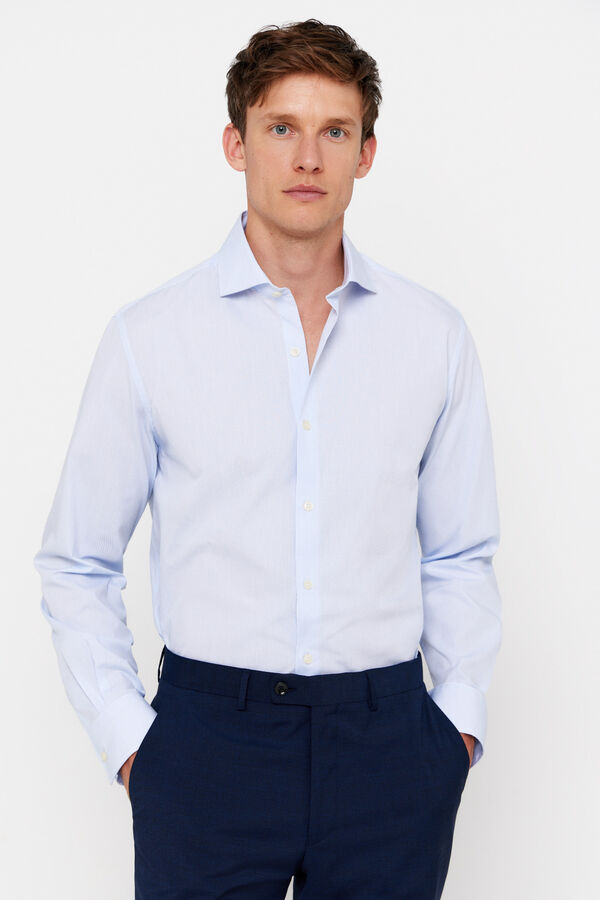 Cortefiel Camisa vestir cuadros f&aacute;cil plancha Azul