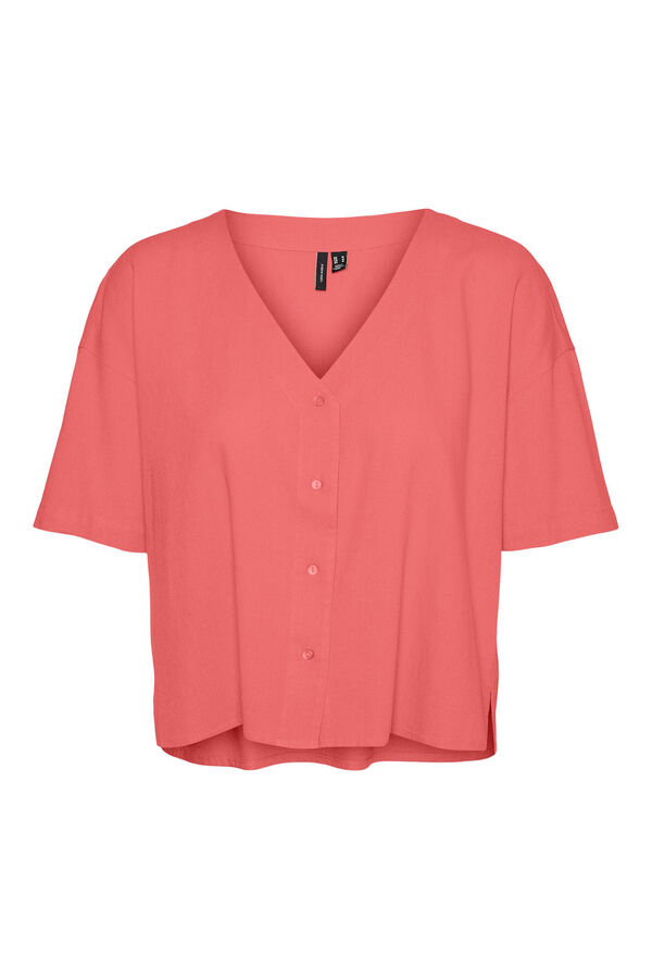 Vero Moda Top de linho manga curta Vermelho