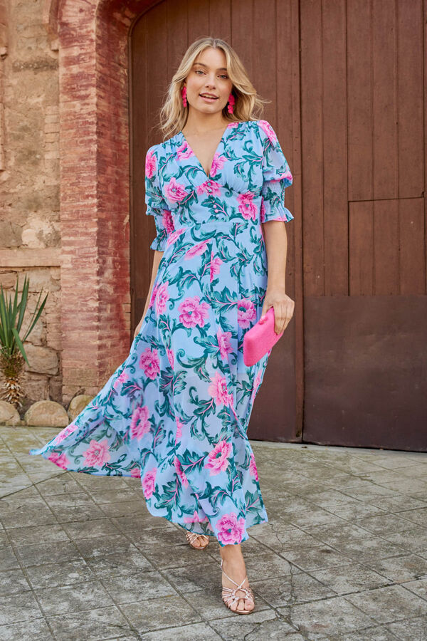 Pol&iacute;n Et Moi Vestido largo con flores Azul
