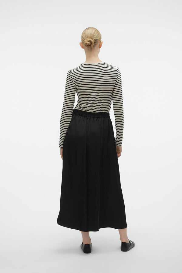 Vero Moda Saia midi acetinada Preto