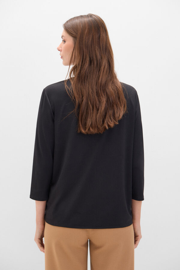 Cortefiel T-shirt b&aacute;sica fluida Preto