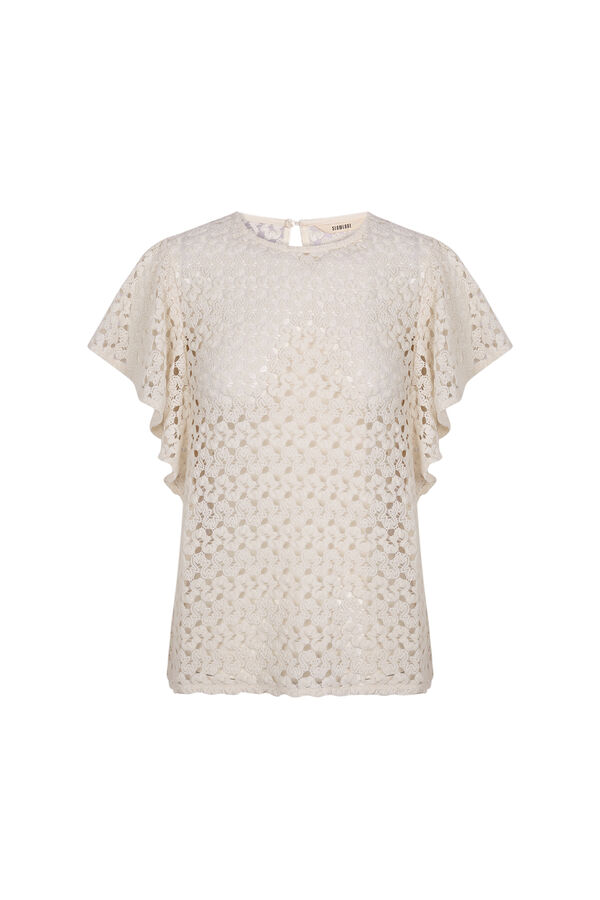 Slowlove Top crochet manga vuelo Marfil