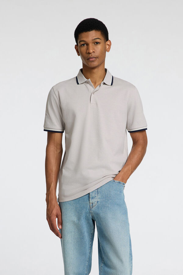 Selected Polo manga curta piqu&eacute; Cinzento