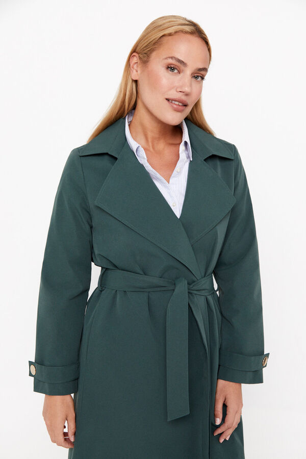 Cortefiel Gabardina larga Verde