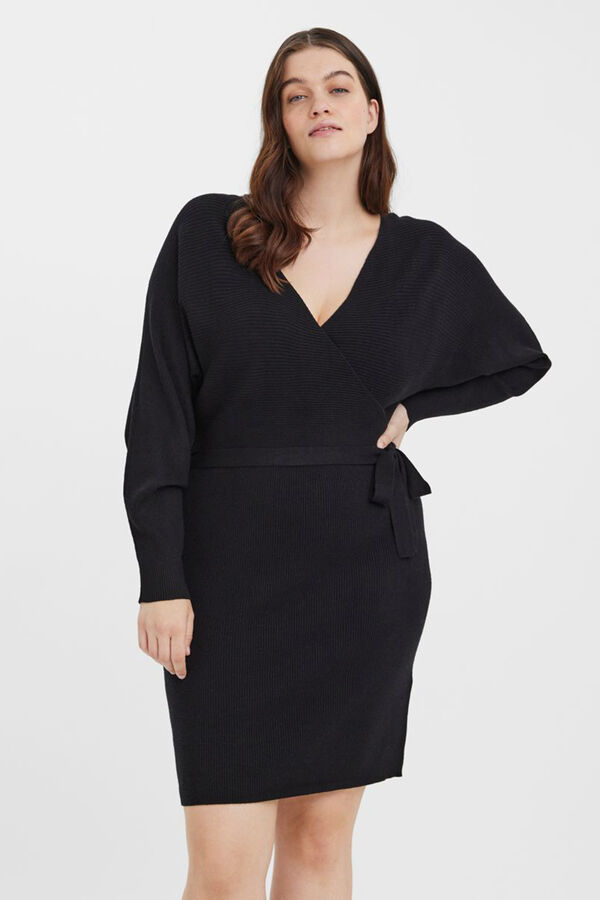 Vero Moda Curve Vestido de punto cruzado talla grande Negro