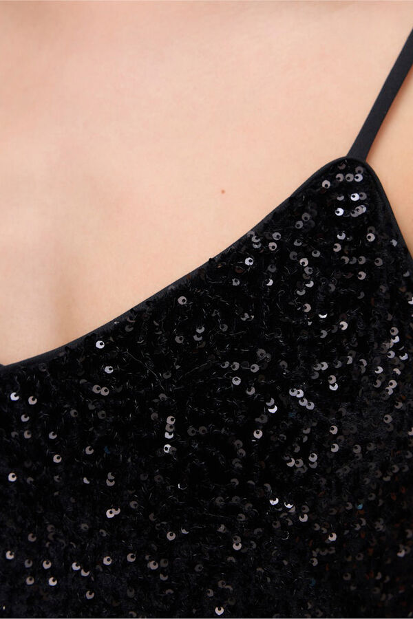 Vero Moda Vestido de tirantes con lentejuelas Negro
