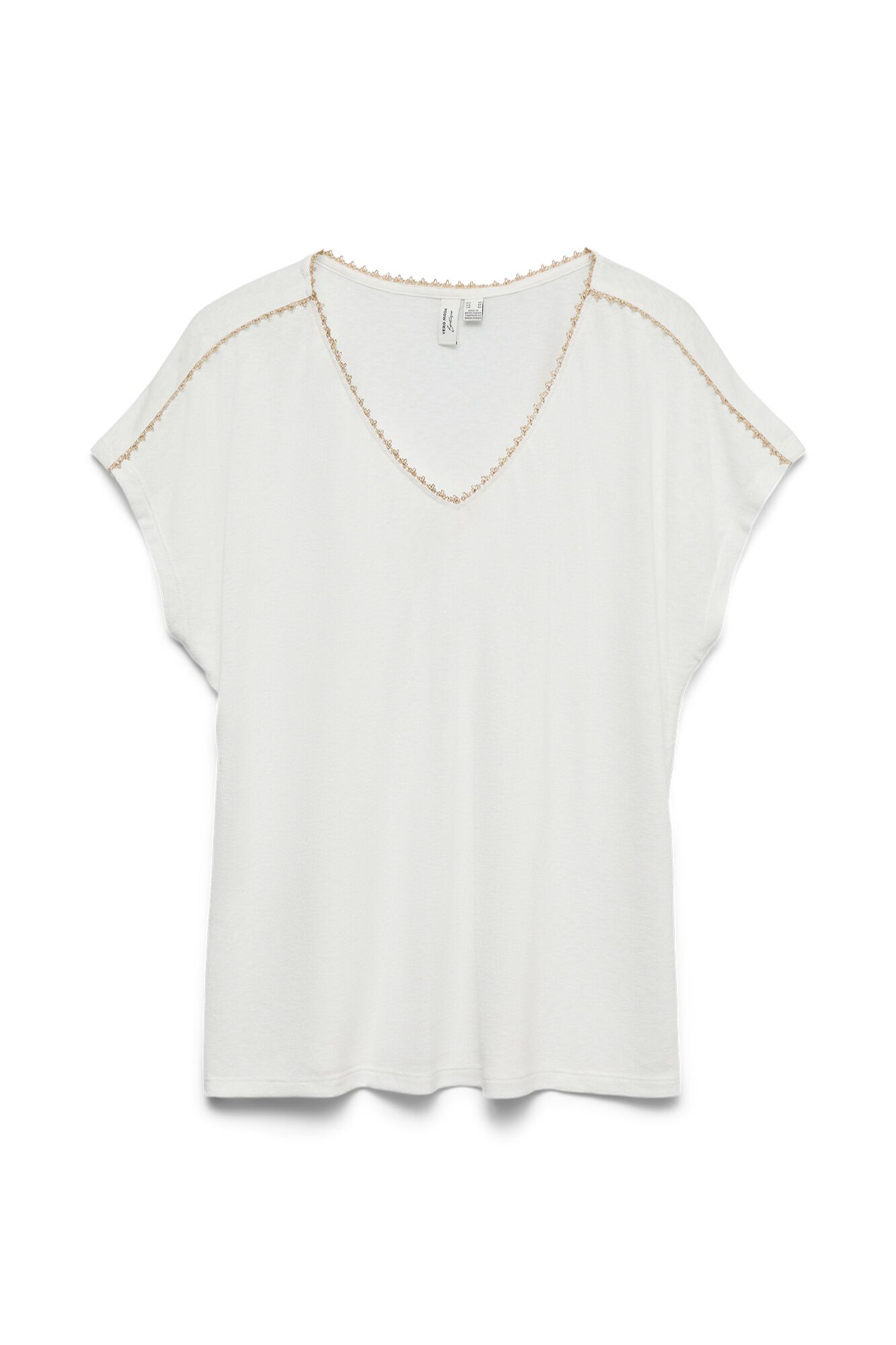 Vero Moda Curve T-shirt b&aacute;sica com gola em bico tamanho grande