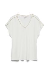 Vero Moda Curve T-shirt b&aacute;sica com gola em bico tamanho grande Branco