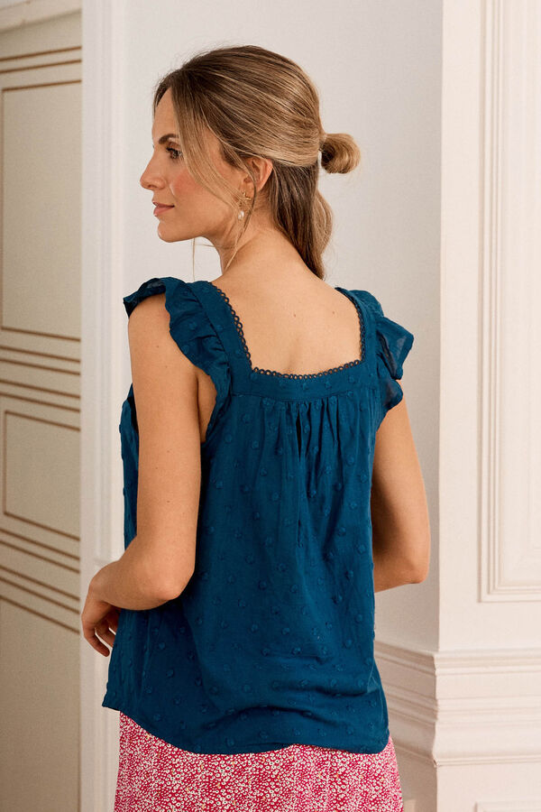 Pol&iacute;n Et Moi Blusa con bordado de puntos Trinidad Azul marino