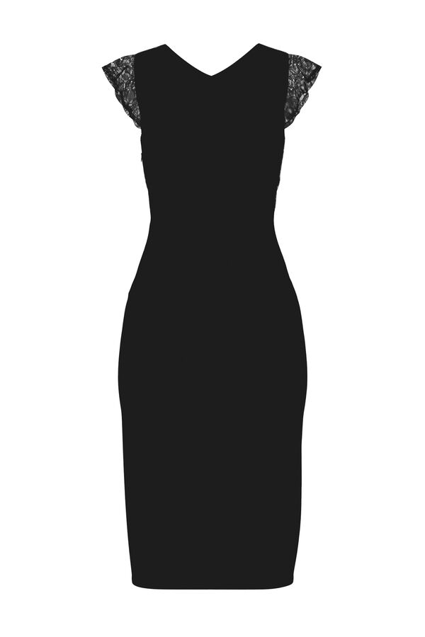 Vila Vestido midi con encaje Negro