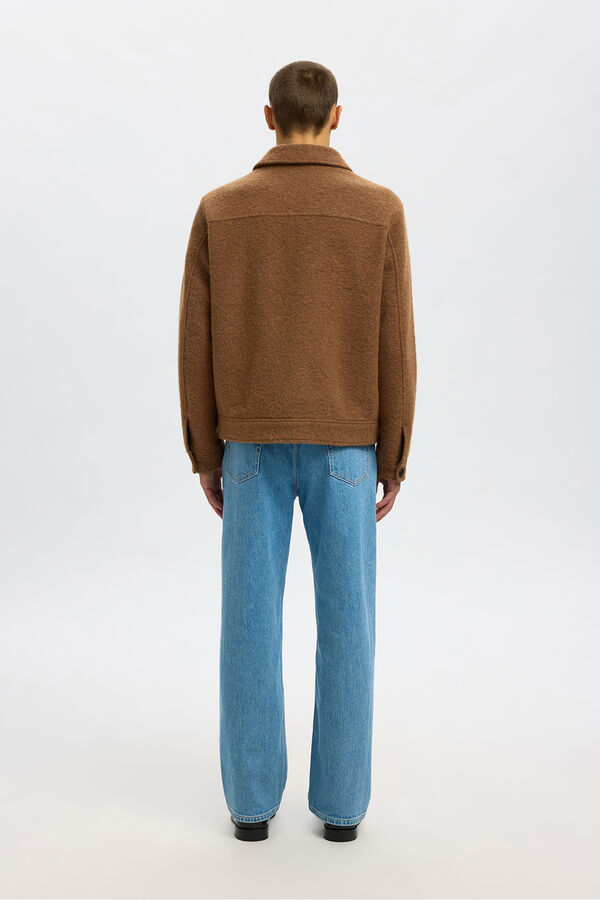 Selected Blus&atilde;o curta de l&atilde; com fecho-&eacute;clair Castanho