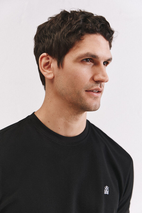 Cortefiel Camiseta b&aacute;sica piqu&eacute; Negro