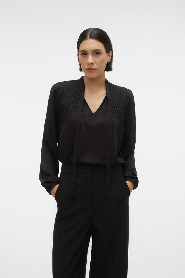 Vero Moda Top de manga larga detalle lazada Negro