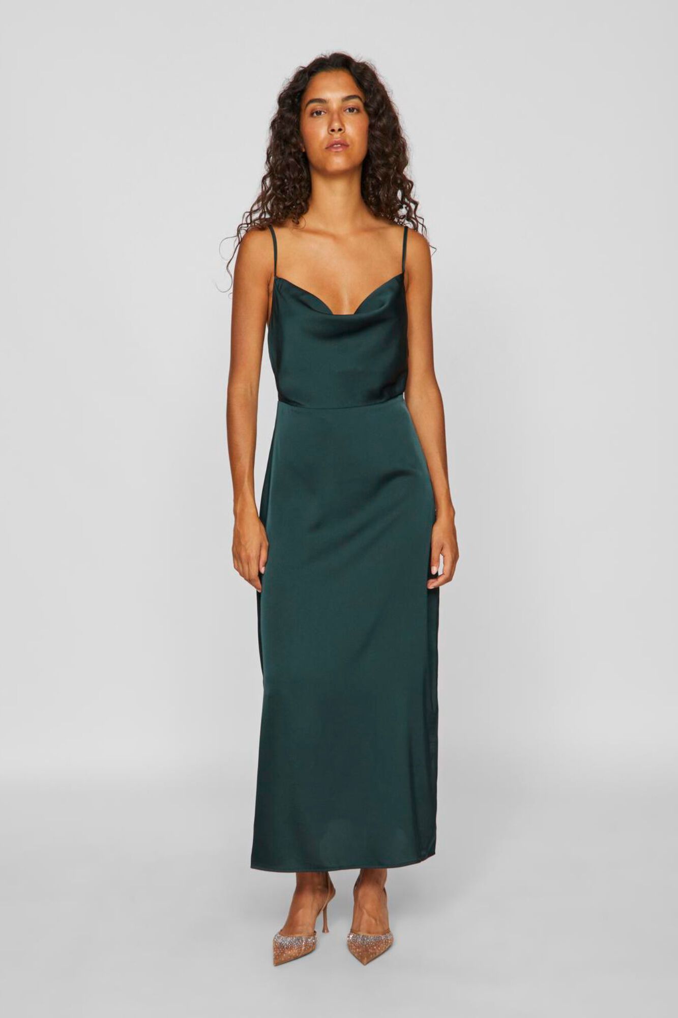 Vila Vestido midi satinado de fiesta