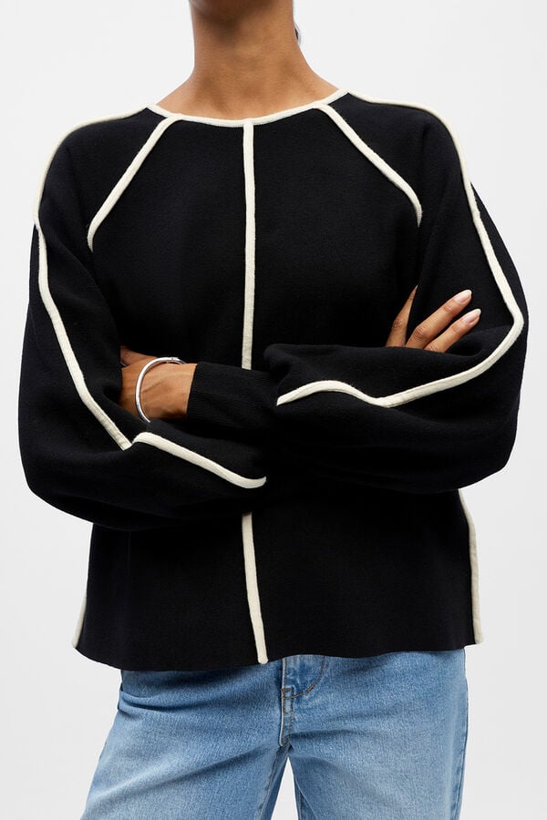 Object Jersey ribete contraste Negro