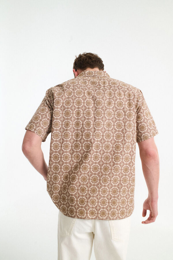 Selected Camisa de linho de manga curta Cinzento