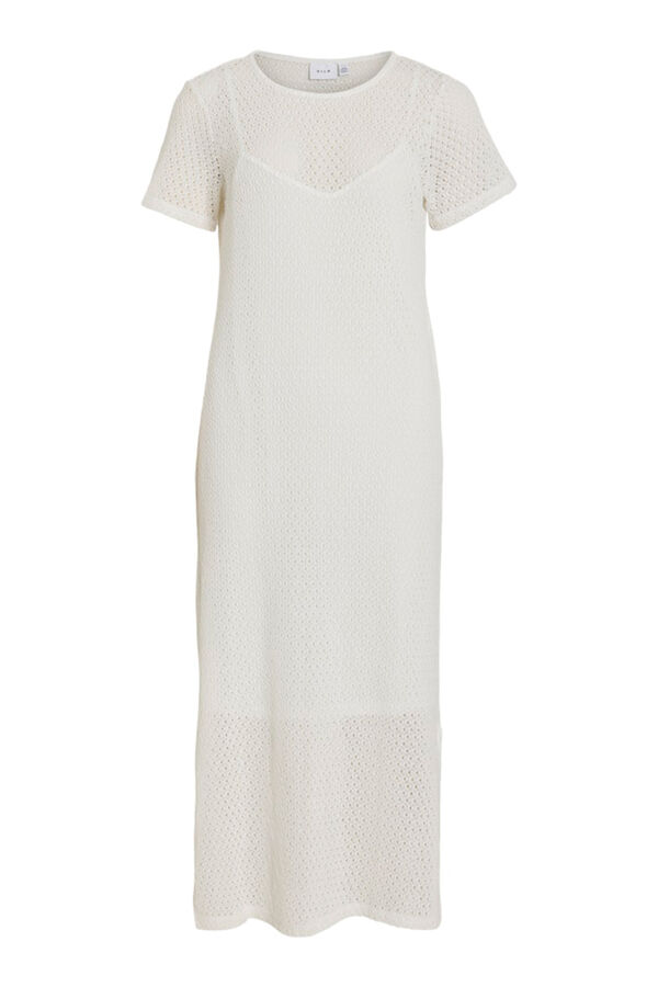 Vila Vestido midi de manga curta Branco