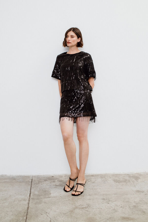 Object Top de lantejoulas para festa Preto