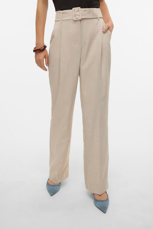 Vero Moda Pantal&oacute;n recto con cintur&oacute;n Gris