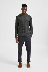 Selected Jersey trenzado cuello redondo Gris