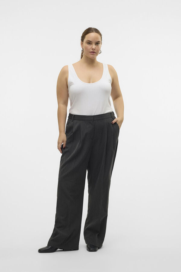 Vero Moda Curve Calça de terno riscas plus size Cinzento