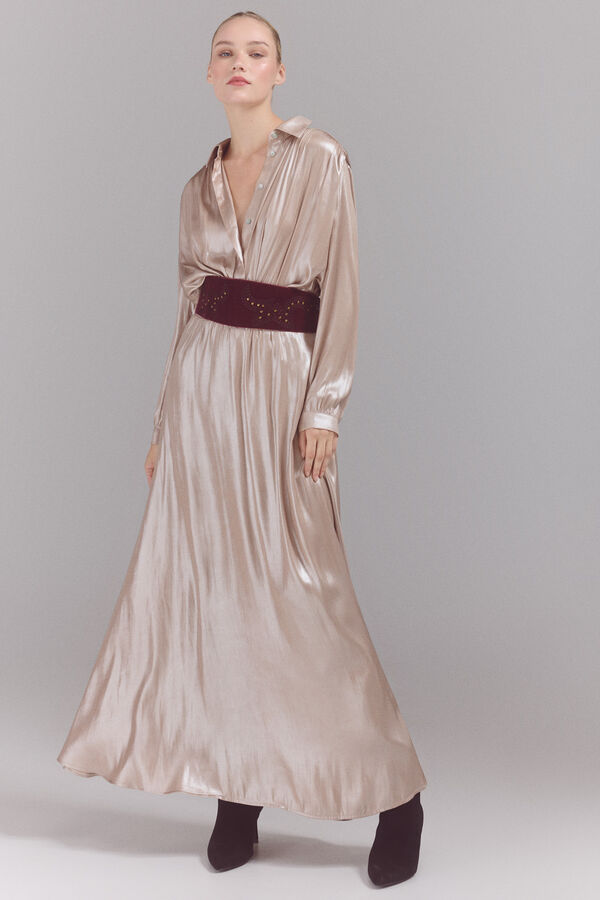 Slowlove Blusa em tecido laminado prata Dourado