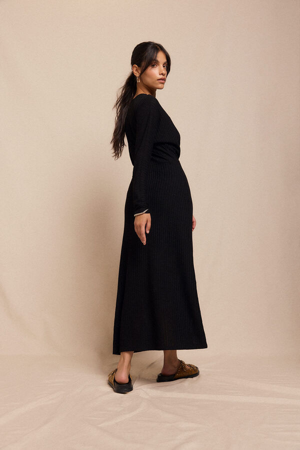 Slowlove Vestido estruturado com manga morcego Preto