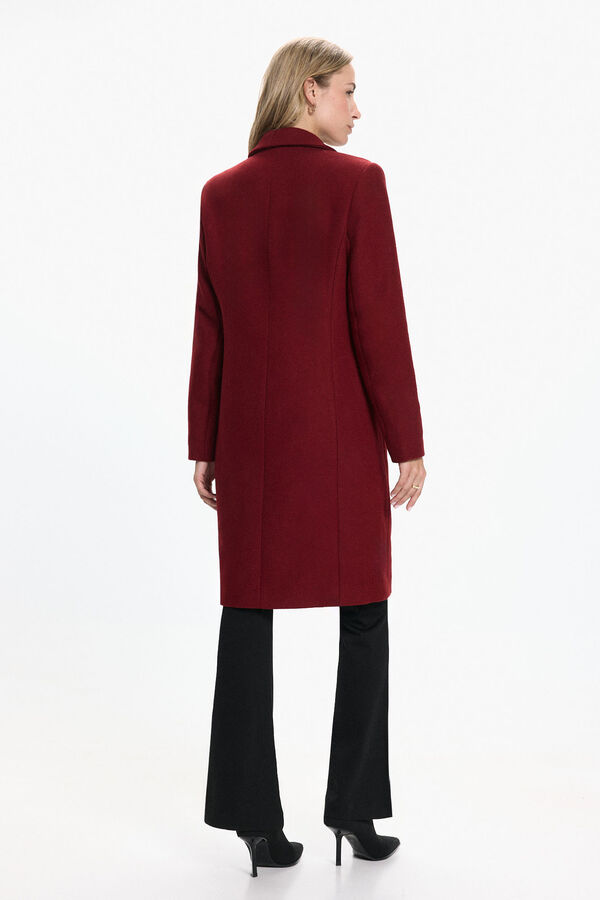 Vero Moda Abrigo de pa&ntilde;o midi de mujer Rojo