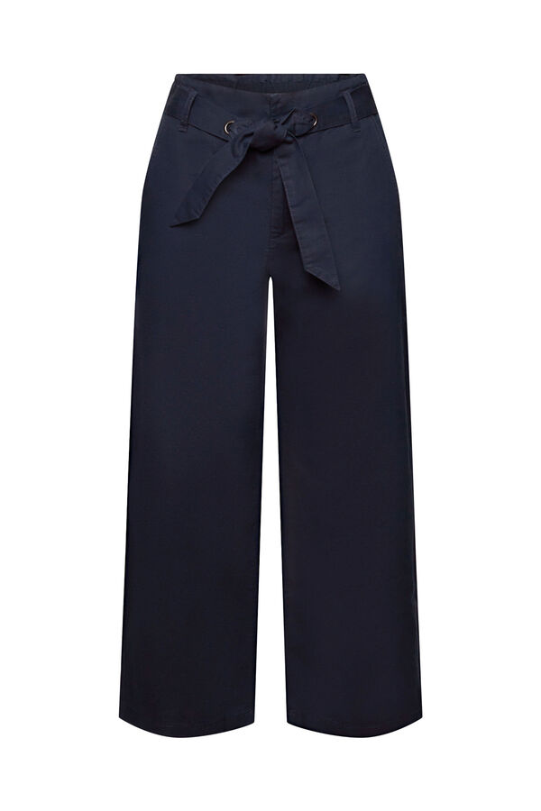 Cortefiel Pantalón culotte con lino Azul marino