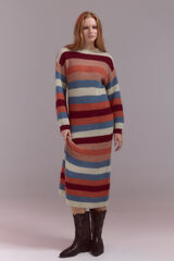 Slowlove Vestido punto rayas Granate