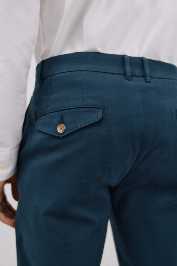 Cortefiel Pantalón chino tapered pinzas Azul marino