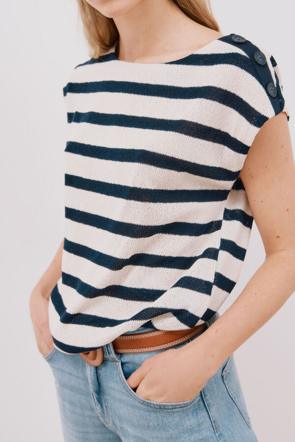 Cortefiel Camiseta textura rayas Estampado azul