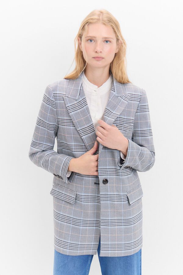 Cortefiel Blazer cuadros Estampado azul