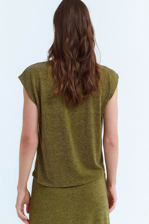 Vila Top de punto con lúrex Verde oscuro