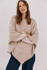 Cortefiel Poncho tacto suave Beige