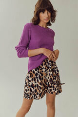 Vila Falda corta de cintura alta de animal print Negro