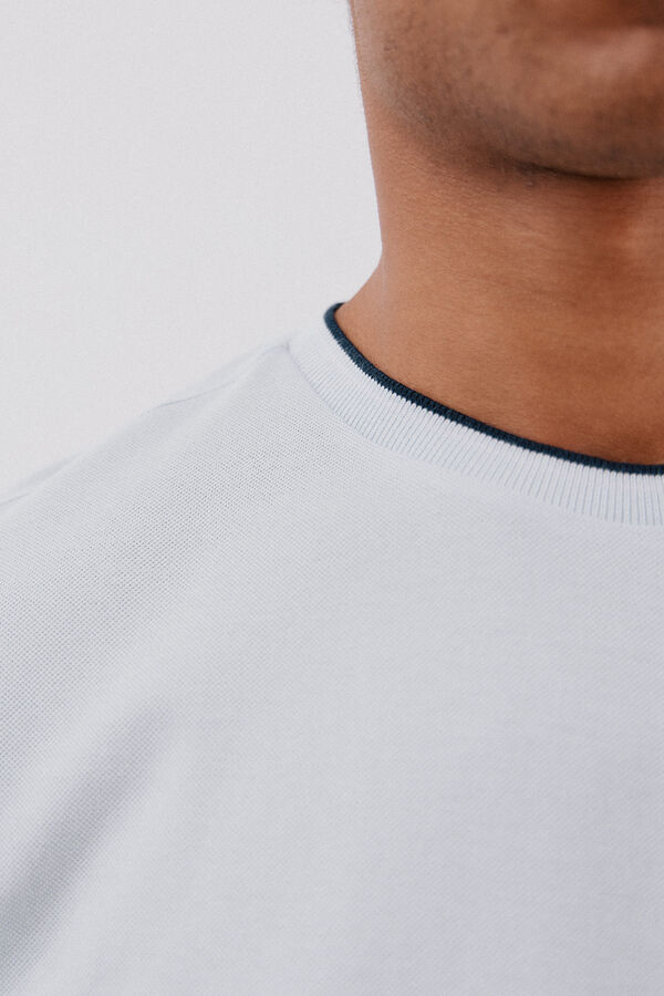 Cortefiel Camiseta com pontas de piqu&eacute; Azul