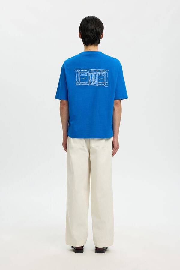 Selected T-shirt de manga curta Azul